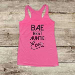 BAE Best Auntie Ever - Soft Triblend Racerback Tank fitness gym yoga running exercise birthday gift