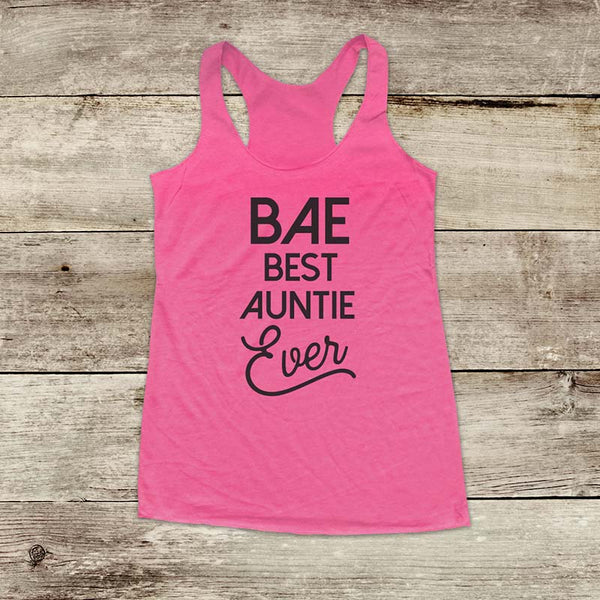 BAE Best Auntie Ever - Soft Triblend Racerback Tank fitness gym yoga running exercise birthday gift