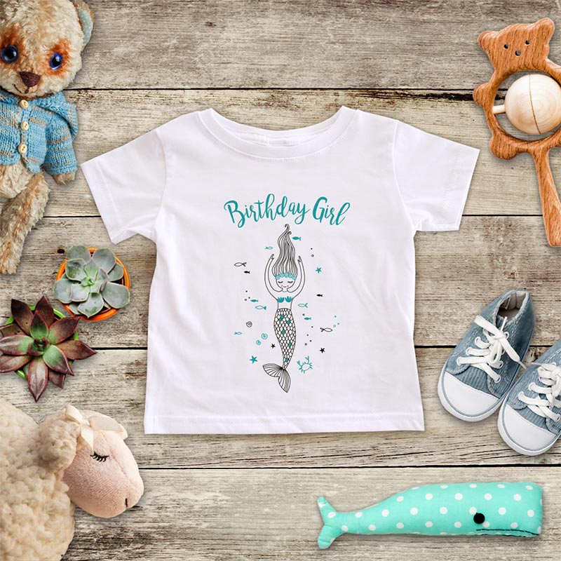 Birthday Girl Mermaid  - baby onesie Infant & Toddler Soft Shirt Birthday Girl