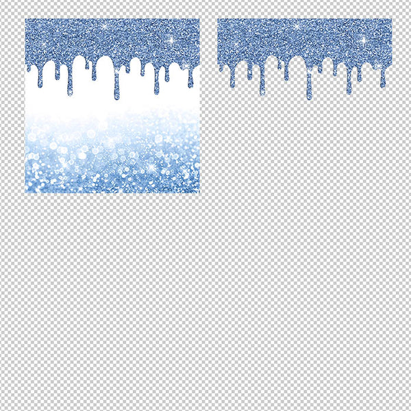Blue And Glitter Drips - Backgrounds and Transparent Overlays - Instant Download Digital Clip art for Invitations Cards Party design Backdrop Scrapbooking Kids Crafts