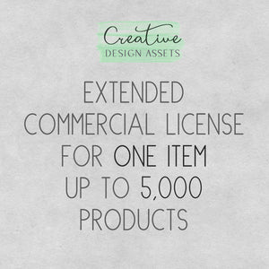 Single EXTENDED Commercial License for Commercial Use of one of the items/collection in this shop (Creative Design Assets)