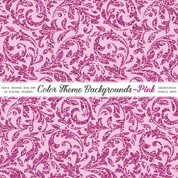 Color Theme Backgrounds PINK - Bokeh Floral Pattern Mermaid Glitter Drips Diamonds - Instant Download Digital Clip art for Invitations Cards Party design Backdrop Scrapbooking Kids Crafts