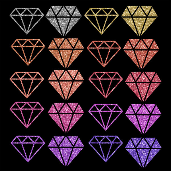 Glittery Sparkly Glitter Diamond Shapes 01 - 36 PNG Transparent Images - Instant Download Digital Clip art