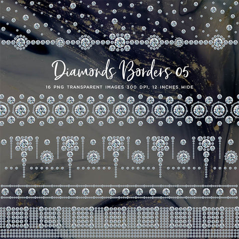 Diamonds Borders 05 Clip Art gemstone - 16 PNG Transparent Images High Resolution - Instant Download Digital Clipart