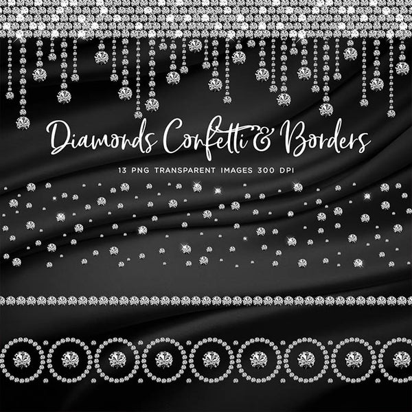 Diamonds Confetti & Borders Clip Art gemstone - 13 PNG Transparent Images High Resolution - Instant Download Digital Clipart