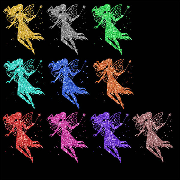 Glittery Fairy with Magic Wand Sparkly Glitter 01 - 10 Colors PNG Transparent Images High Resolution - Instant Download Digital Clipart