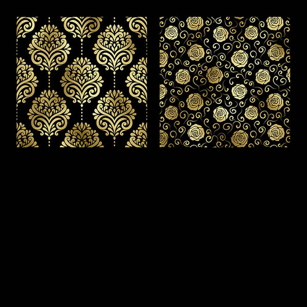 Flower Patterns Gold And Black Vol 1 - 14 High Resolution Images - Instant Download Digital Clip art