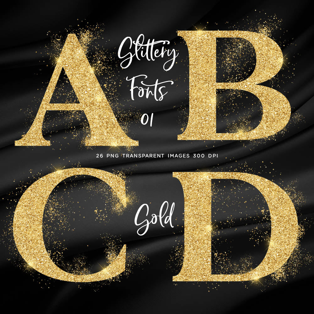 Glittery Fonts 01 Gold Letters Alphabets - These are Clip Art NOT Font –  Hello Handmade Goods