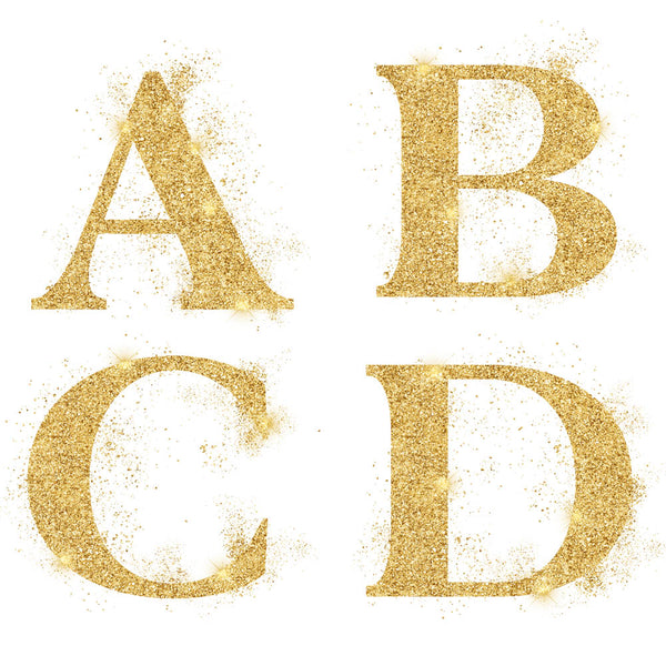 Glittery Fonts 01 Gold Letters Alphabets - These are Clip Art NOT Font - 26 PNG Transparent Images - Instant Download Digital Clip art