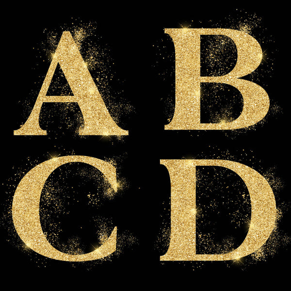 Glittery Fonts 01 Gold Letters Alphabets - These are Clip Art NOT Font - 26 PNG Transparent Images - Instant Download Digital Clip art