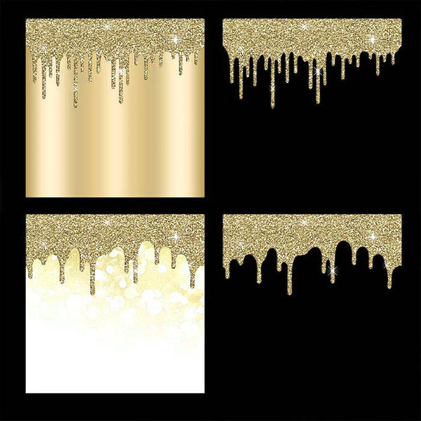 Gold And Glitter Drips - Backgrounds and Transparent Overlays - Instant Download Digital Clip art for Invitations Cards Party design Backdrop Scrapbooking Kids Crafts
