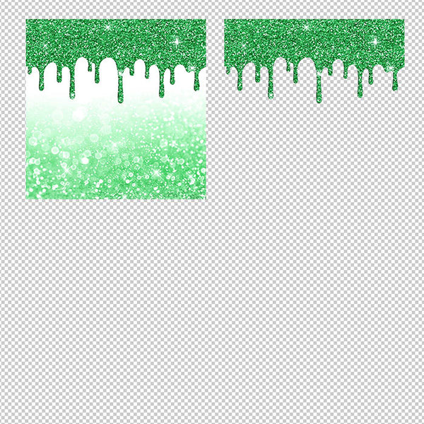 Bright Green And Glitter Drips - Backgrounds and Transparent Overlays - Instant Download Digital Clip art for Invitations Cards Party design Backdrop Scrapbooking Kids Crafts