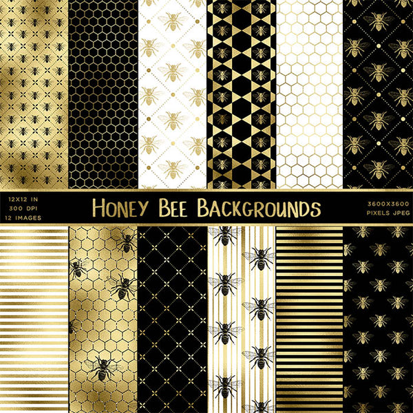 Honey Bee Backgrounds - 12 High Resolution Images - Instant Download Digital Clip art