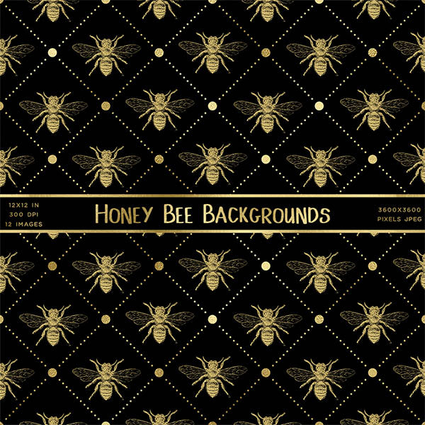 Honey Bee Backgrounds - 12 High Resolution Images - Instant Download Digital Clip art