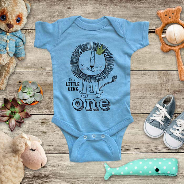 I'm a Little King Lion one First Birthday Boy Girl Baby Onesie Bodysuit Toddler Soft Fine Jersey Shirt