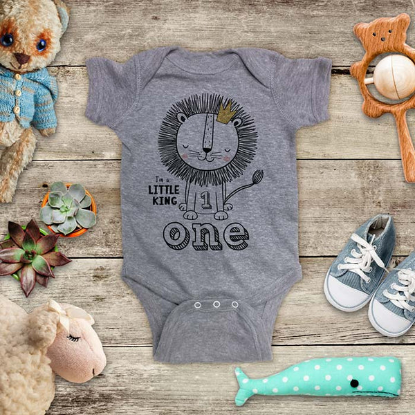 I'm a Little King Lion one First Birthday Boy Girl Baby Onesie Bodysuit Toddler Soft Fine Jersey Shirt
