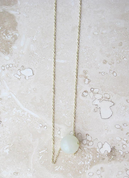 Jade Bead on Silver-plated or Gold-plated chain necklace - Handmade Jewelry