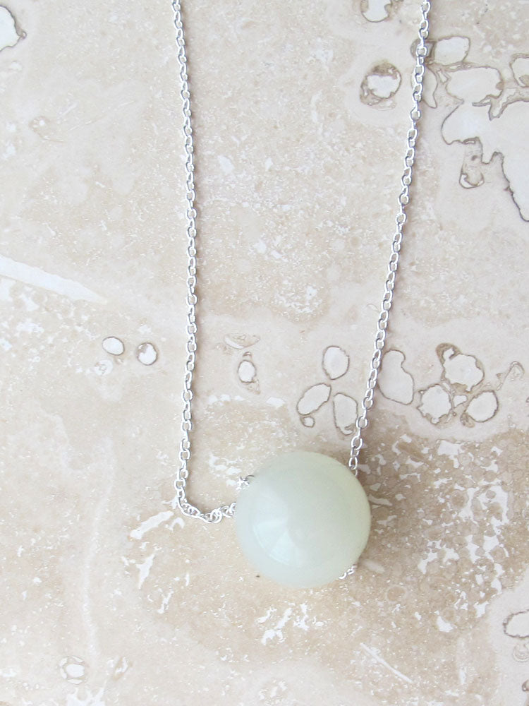 Jade Bead on Silver-plated or Gold-plated chain necklace - Handmade Jewelry