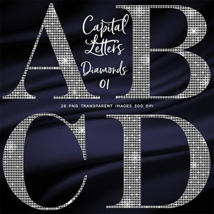 Letters Alphabet Diamonds Capital Letters 01 - These are Clip Art NOT Font - 26 PNG Transparent Images - Instant Download Digital Clip art