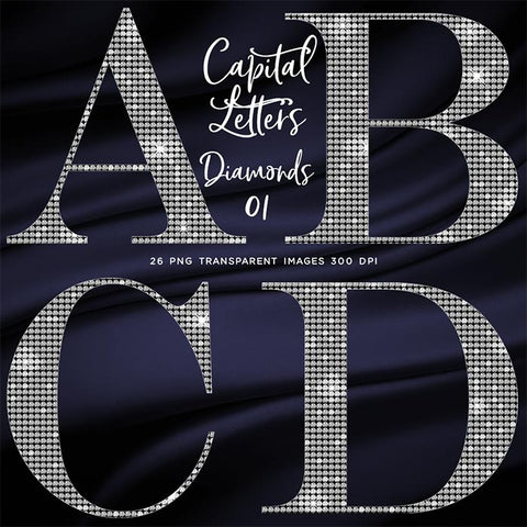 Letters Alphabet Diamonds Capital Letters 01 - These are Clip Art NOT Font - 26 PNG Transparent Images - Instant Download Digital Clip art