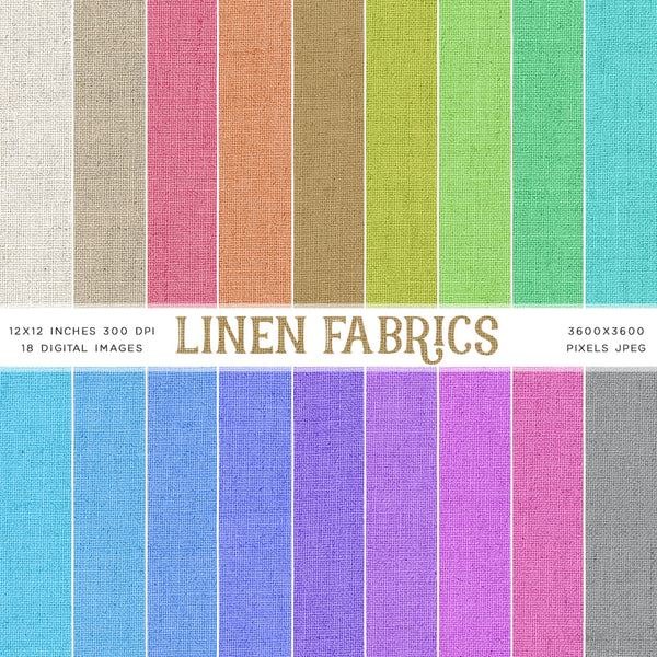 Linen Fabrics 18 Rainbow Colors Texture Digital Paper - Photo of Real Linen Fabric Text Objects Backgrounds Instant Download Digital Clip art