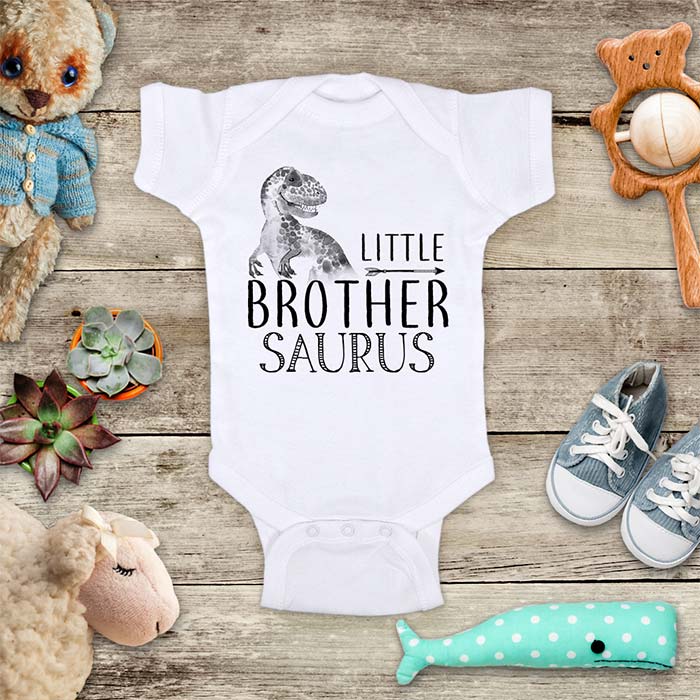 Little Brother Saurus surprise baby announcement baby onesie Infant, Toddler & Youth Soft Shirt
