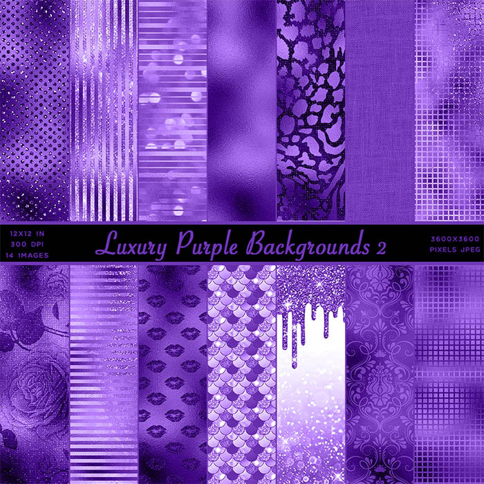 Luxury Purple 02 Glitter Backgrounds - 14 High Resolution Images - Instant Download Digital Clip art