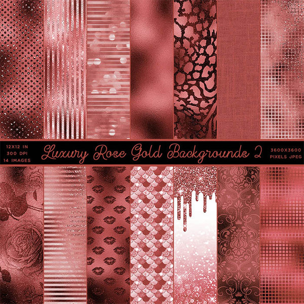 Luxury Rose Gold 02 Glitter Animal Prints Backgrounds - 14 High Resolution Images - Instant Download Digital Clip art