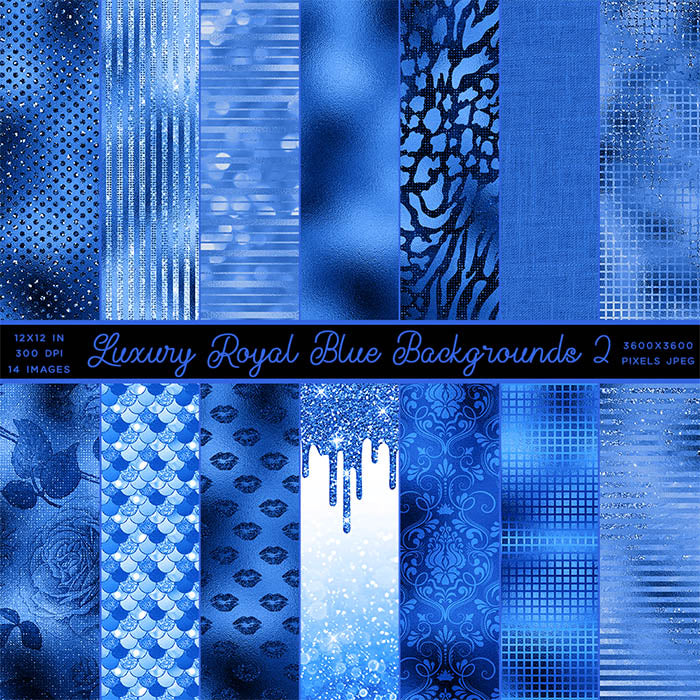 Luxury Royal Blue 02 Glitter Backgrounds - 14 High Resolution Images - Instant Download Digital Clip art