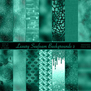 Luxury Seafoam 02 Glitter Backgrounds - 14 High Resolution Images - Instant Download Digital Clip art