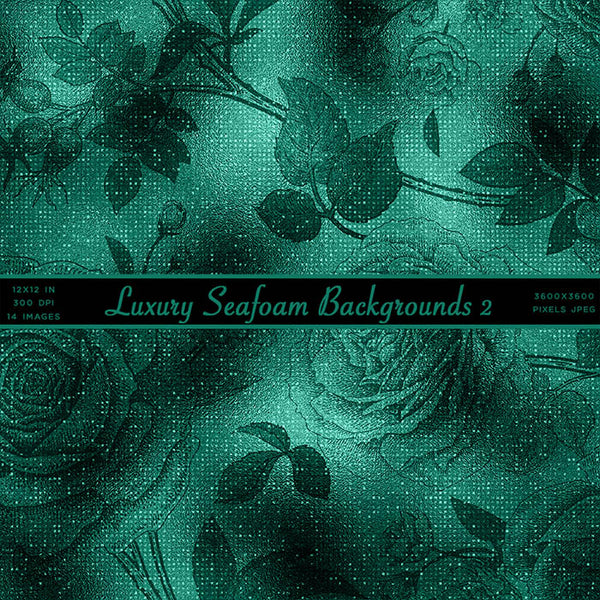 Luxury Seafoam 02 Glitter Backgrounds - 14 High Resolution Images - Instant Download Digital Clip art
