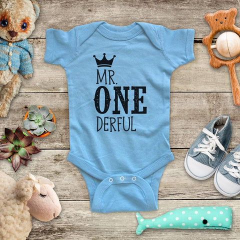 Mr ONE derful First Birthday Boy Baby Onesie Bodysuit Toddler Super Soft Fine Jersey Shirt