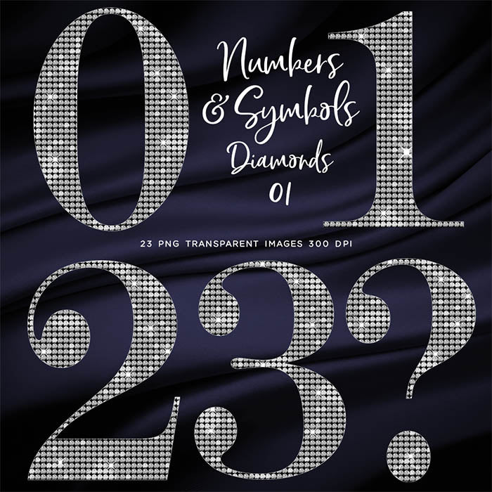 Numbers Symbols Diamonds Capital 01 - These are Clip Art NOT Font - 23 PNG Transparent Images - Instant Download Digital Clip art