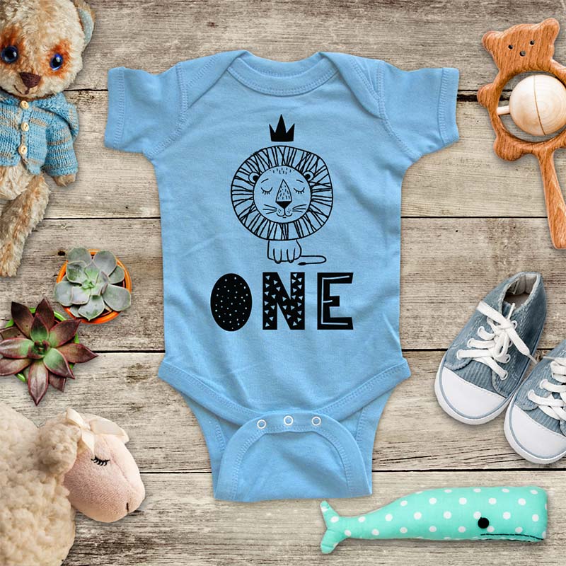 ONE King Lion (design1) - cute animal zoo First Birthday baby onesie Infant & Toddler Soft Shirt