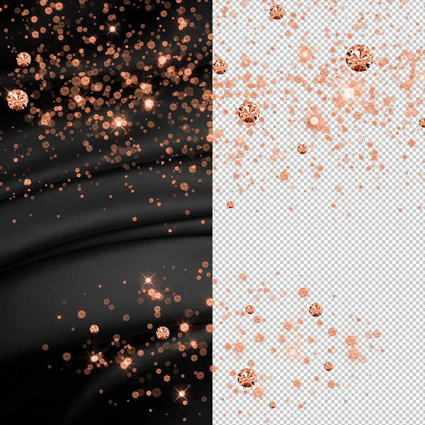 Orange Round Glitter Dust & Diamonds 01 - sparkly 8 PNG Transparent Overlays High Resolution - Instant Download Digital Clip art