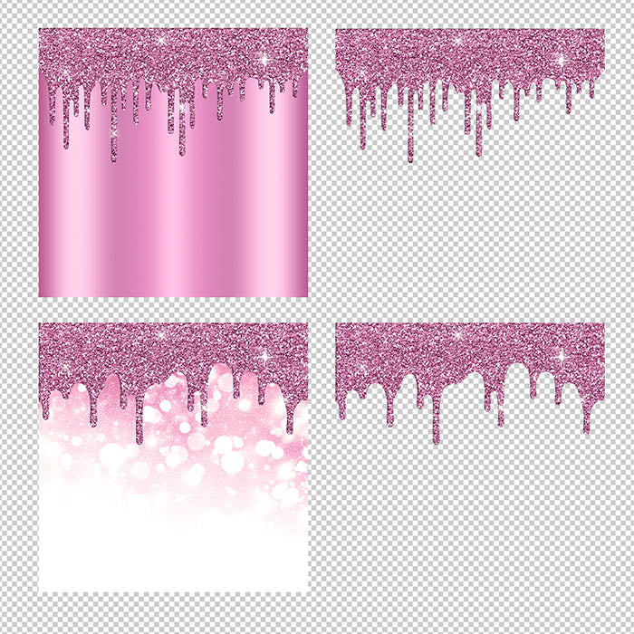 Hot Pink Glitter Drips Overlays - Inspire Uplift