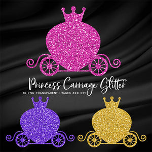 Princess Carriage Glitter Texture - 16 Different Colors PNG Transparent Images - Instant Download Digital Clip art