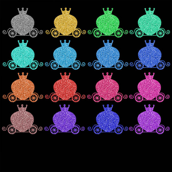 Princess Carriage Glitter Texture - 16 Different Colors PNG Transparent Images - Instant Download Digital Clip art