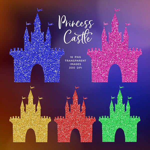 Princess Castle Glitter Texture - 16 Different Colors PNG Transparent Images - Instant Download Digital Clip art
