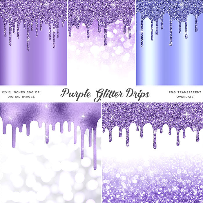 Purple Glitter Drips - Backgrounds and Transparent Overlays - Instant –  Hello Handmade Goods
