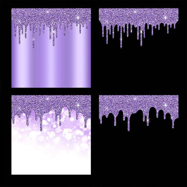 Purple Glitter Drips - Backgrounds and Transparent Overlays - Instant Download Digital Clip art for Invitations Cards Party design Backdrop Scrapbooking Kids Crafts