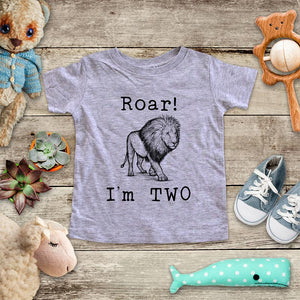 Roar I'm Two Lion - animal zoo trip Birthday Toddler Super Soft Fine Jersey Shirt