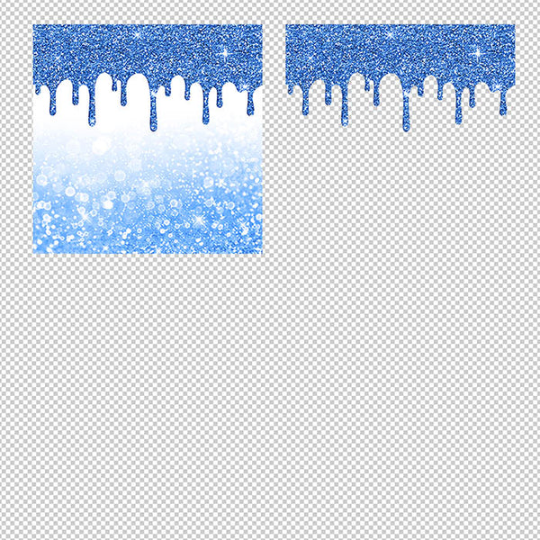 Royal Blue And Glitter Drips - Backgrounds and Transparent Overlays - Instant Download Digital Clip art for Invitations Cards Party design Backdrop Scrapbooking Kids Crafts