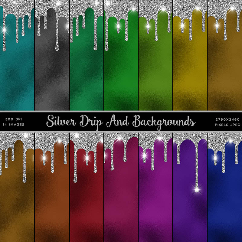 Tumbler Template Design - Silver Drip And Backgrounds PNG Sublimation 20 oz Skinny Tumbler High Resolution Instant Download Full Wrap Digital