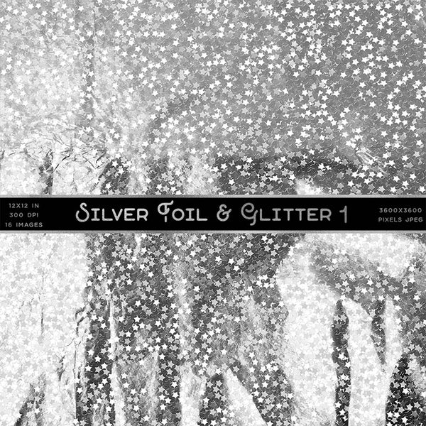 Silver Foil And Glitter 1 Backgrounds - 12 JPG Images - Instant Download Digital Clip art