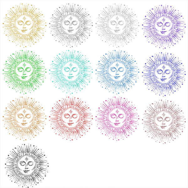 Sun with Face Glitter - 14 PNG Transparent Images - Instant Download Digital Clip art