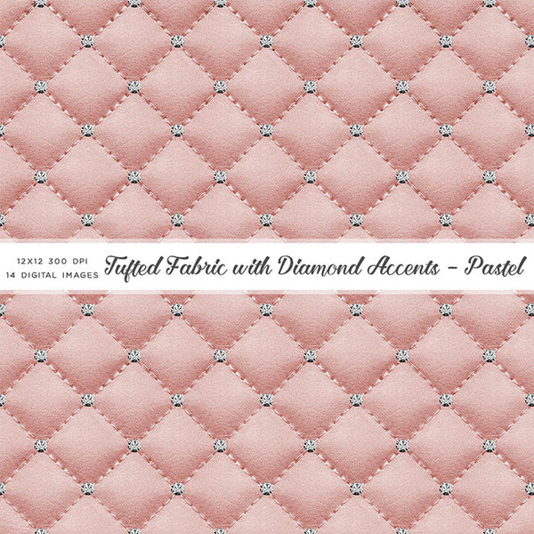 Tufted Fabric with Diamond Accents (Pastel) Digital Paper - Backgrounds Instant Download Digital Clip art
