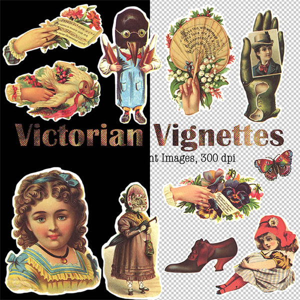 Victorian Vignettes 01 - 30 PNG Transparent Images High Resolution Images - Instant Download Digital Clip art