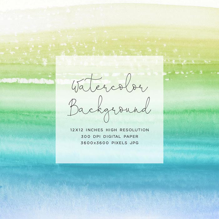 Watercolor Painting Background Texture - Beach Tropical Ocean with Land in Sight Hand painted Instant Download Digital Clipart