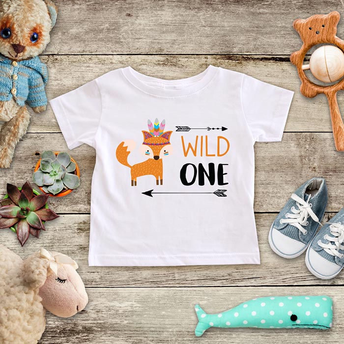 Wild One Fox - boho arrow hippie fox First Birthday baby onesie Infant & Toddler Soft Shirt